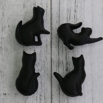 

4PCS Creative wardrobe drawer cat handle retro black cast iron handle cabinet knobs