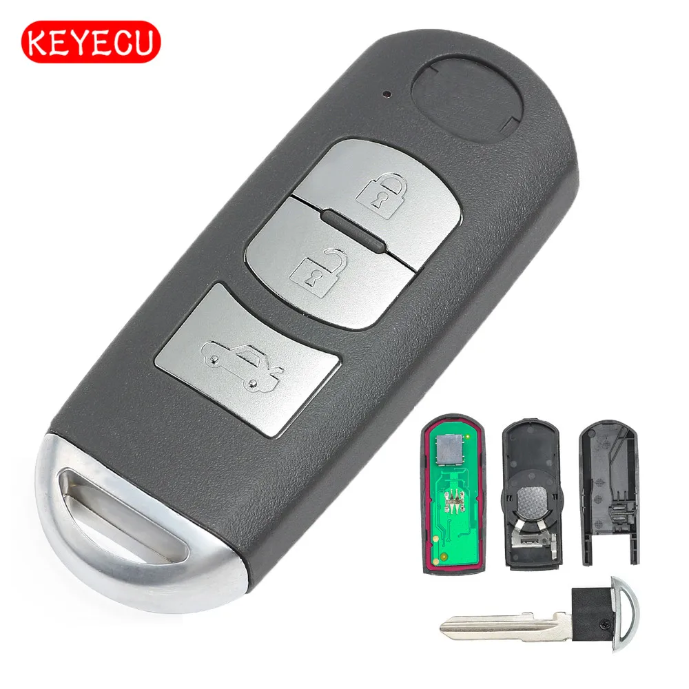 KEYECU дистанционный ключ 3 кнопки FSK 433 МГц 4D63 чип для Mazda 6+ Uncut Blade Модель: SKE13E-01