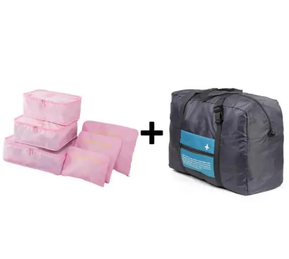 6 шт./компл. плюс путешествия Сумки плюс, обуви, сумок и Для мужчин и Для женщин Чемодан дорожные сумки Упаковка Кубики Органайзер складная сумка для хранения сумки - Цвет: pink1