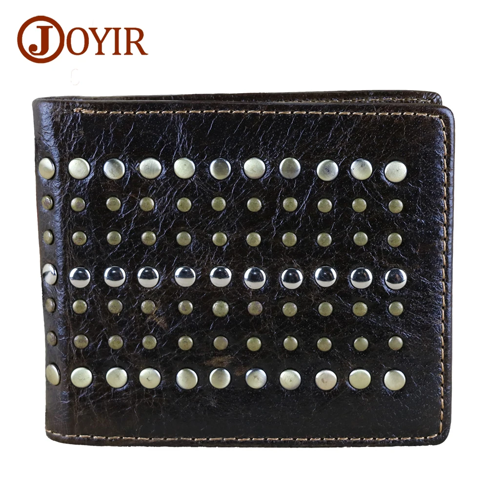 JOYIR 100% genuine leather Rivet wallet Vintage design Leisure luxury