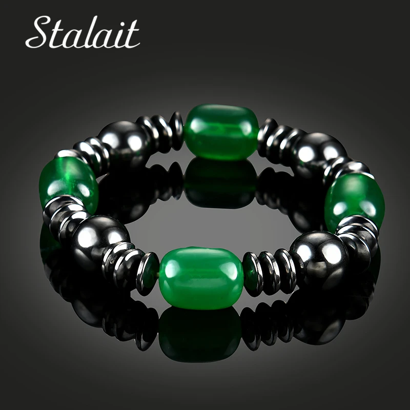 

Women's Healthy Bracelets & Bangles Magnetic Power Imitation Emerald Brazilian Hematite Beads Bracelet