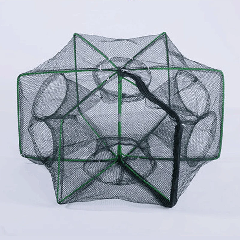 Folding hexagonal fishing net small portable fishing tool 6 hole 8 hole automatic fishing net
