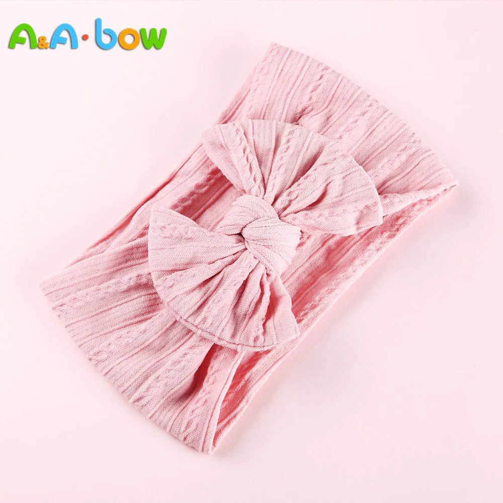 1pcs Cable Knit Nylon Bow Headwrap, One size fits all nylon headbands, wide nylon headbands, baby headbands, Knot bow headwear best Baby Accessories Baby Accessories