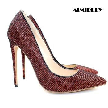 

Aimirlly Fashion Women Shoes Pointed Toe High Heels Pumps Glitter Stilettos Spring Autumn Party Clubwear Shoes Sexy Thin Heels
