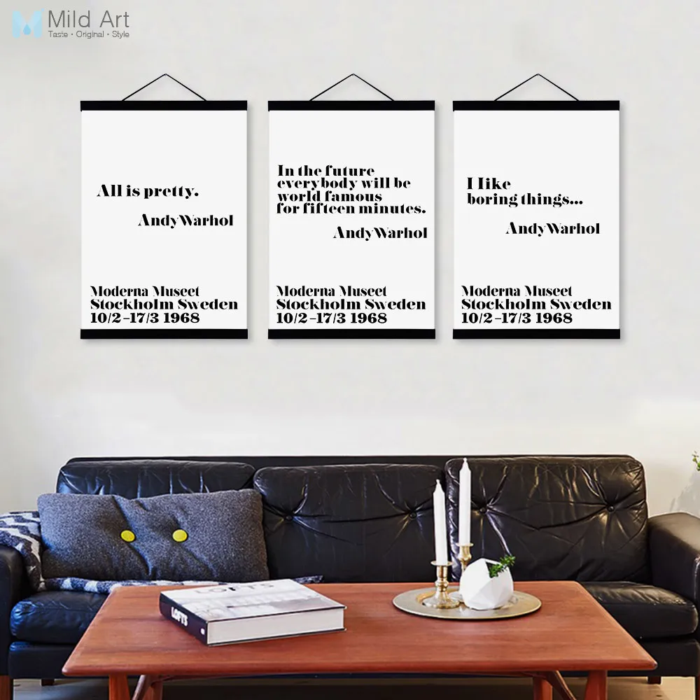 Modern Minimalist Typography Andy Warhol Quotes Wooden Framed Canvas Painting Home Decor Wall Art Print