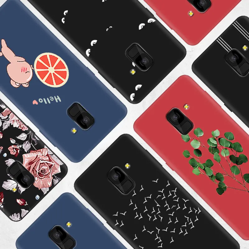 TPU Phone Cover Case for Samsung Galaxy A6+ A8+ A9 J3 2018 Soft Matte Silicone Color Branch Coque J4 J6 Plus EU |