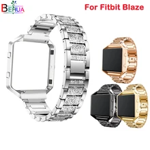 Ремешок для часов из нержавеющей стали для Fitbit Blaze, сменный металлический чехол с браслетом из горного хрусталя, ремешок для часов
