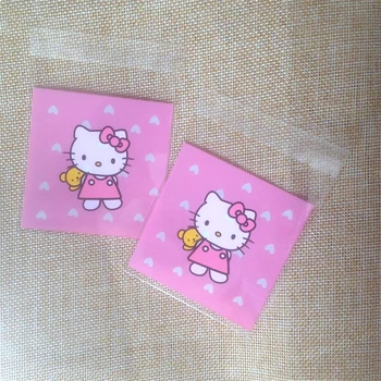

100 pcs/lot cute cartoon cat cookie bags Cookie Packaging Bag plastic bags for biscuits Girl Pary Decoration 7cm*7cm