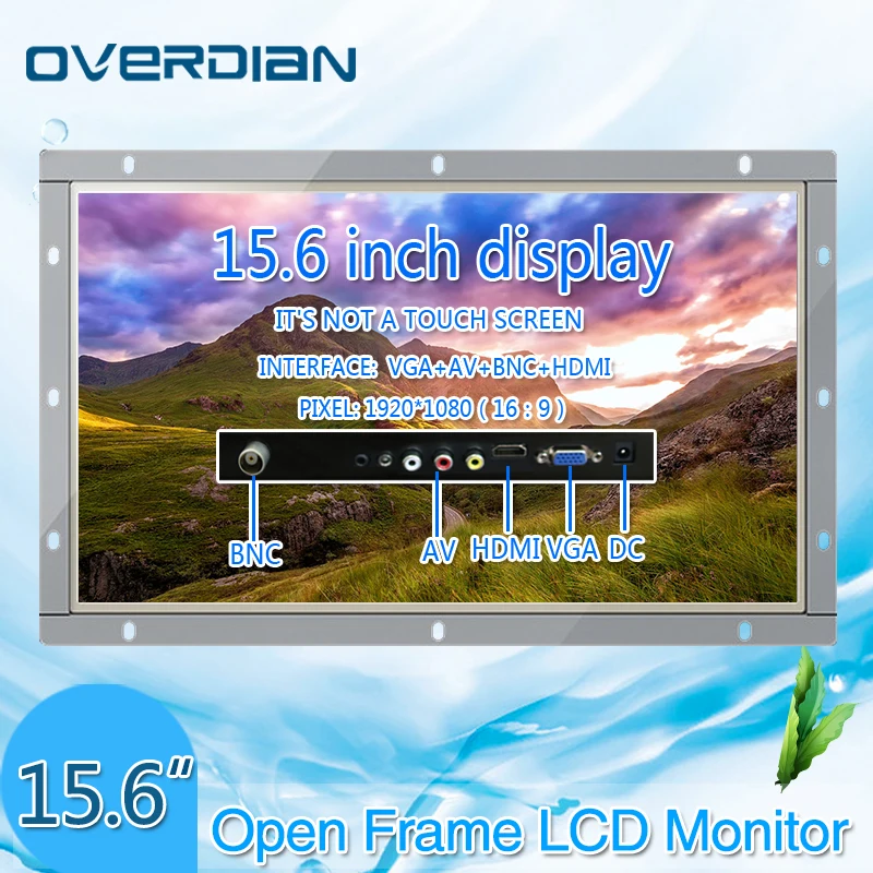 15,6 дюйма промышленных Управление Lcd/PC монитор VGA/HDMI/BNC/AV Интерфейс белый Открыть кадр не -Сенсорный экран металлический корпус 1920*1080