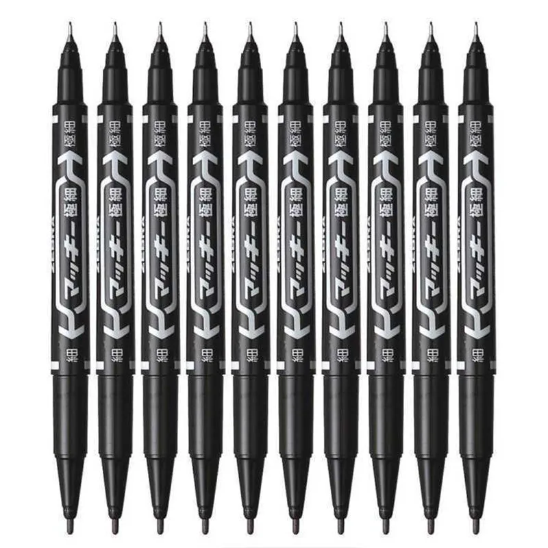 

3 Colors Dual Tip Fast Dry Permanent Oil Marker Pen Fabric Tires Drawing Writing Quality Fine Point Sharpie School Office Supply