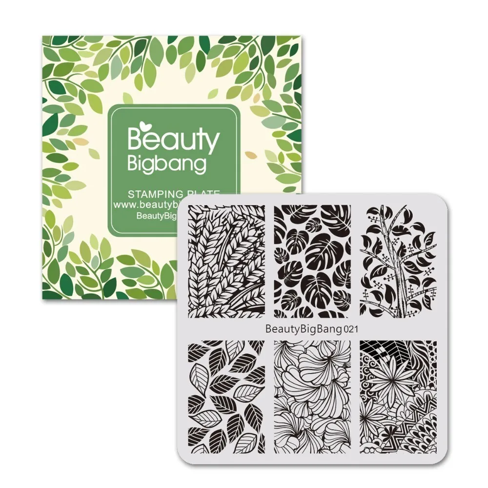 BEAUTYBIGBANG 6*6CM Square Nail Art Stamp Template Floral Leaf Manicure Nail Art Image Plates - Цвет: 703556408244