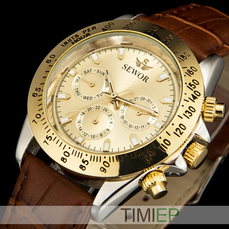 Buy SEWOR Nice Yellow Gold Men's Automatic Mechanical
