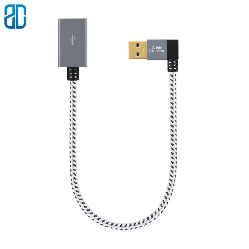 Короткий Удлинительный Кабель USB 3 0 с левым углом со штекером и удлинителем 90