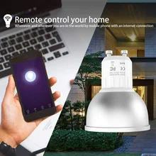 Умная лампа светодиодный индикатор Wi-Fi GU10 RGBW 5 W светодиодный затемнения Совместимость с для Alexa/Google дом дистанционного Управление на смартфон Tablet
