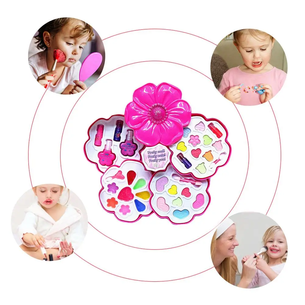 Kids Makeup Kit For Girls Toy Safe Nontoxic Cosmetics Washable Makeup Set Play House Toys For Children