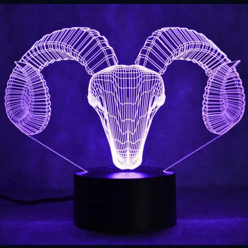 Новая голова козла 3d красочная светодиодная Ночная лампа умный дом Usb мощность