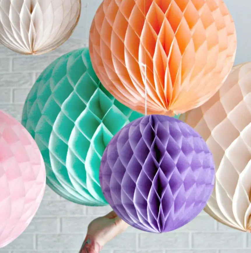 

Tissue Paper Honeycomb Balls Lanterns Poms Wedding Birthday Party Home Decors tops colorful balls