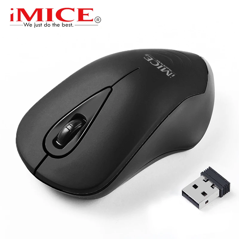 IMice, беспроводная мышь, USB, компьютерные мыши, 2,4 ГГц, 3 кнопки, 1600 точек/дюйм, мини эргономичные мыши, Беспроводная оптическая компьютерная мышь для ноутбука - Цвет: Black