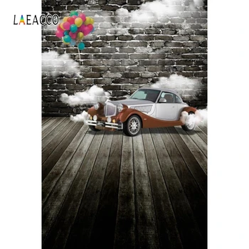 

Laeacco Balloons Car Cloud Brick Wall Road Baby Birthday Party Photographic Backgrounds Photographiy Backdrops For Photo Studio