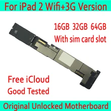 Для iPad 2 материнская плата Wifi+ 3g версия 16 Гб/32 ГБ/64 ГБ оригинальная разблокированная для Ipad 2 материнская плата со слотом для sim-карты логическая плата