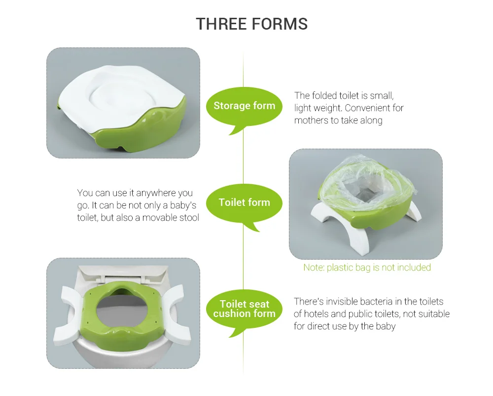3 в 1 складная детская дорожная Туалет сиденье унитаза с многоразовая подкладка для детей Детский горшок для путешествий анти-всплеск легко носить приучение к горшку