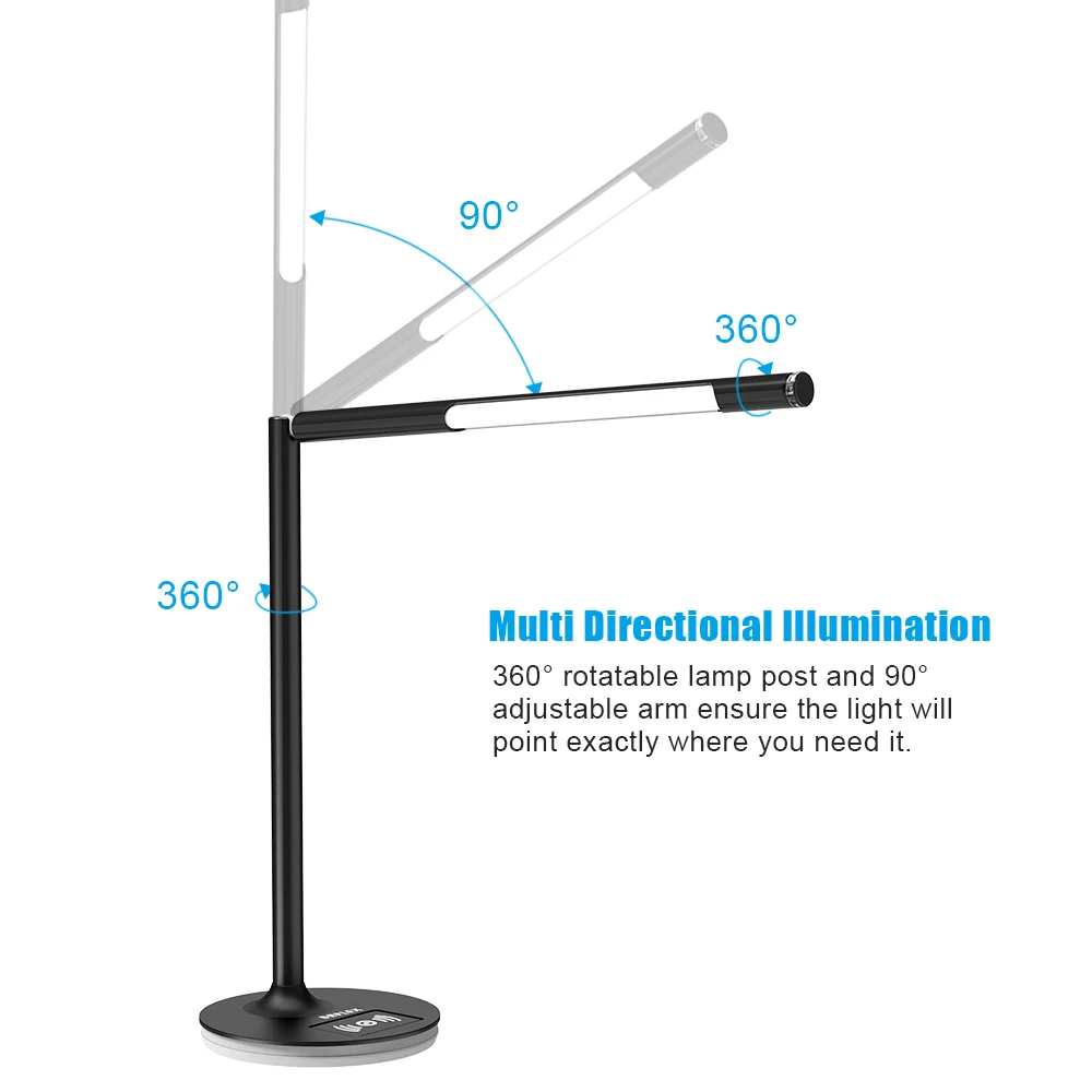 Brilex светодиодный стол настольные лампы Беспроводная зарядка 360 градусов Регулируемая подставка и держатель для работы, чтения, учебы, офиса, спальни