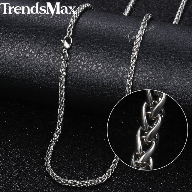 Necklace Stainless Steel Cuban Rope Box Snake Link Chains Necklace Silver Color Male Jewelry Wholesale 24" 60cm 3mm KNN1