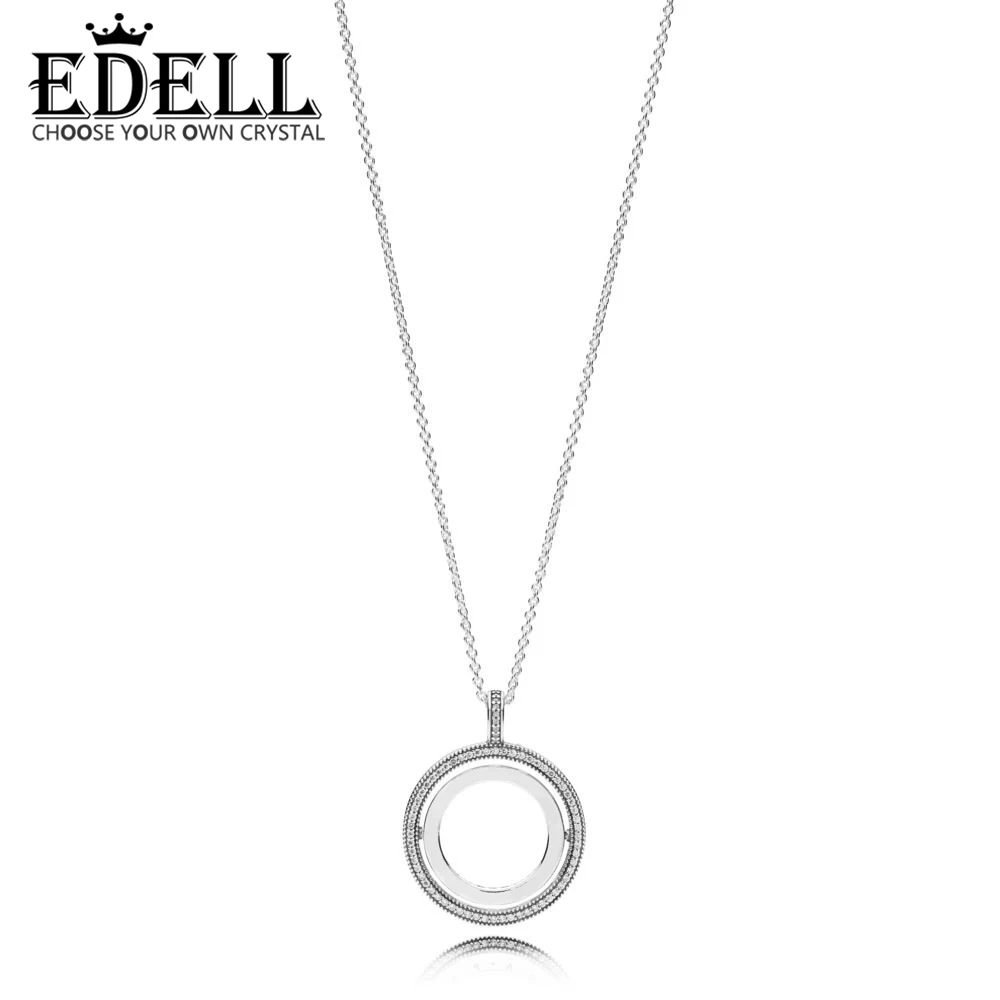 EDELL 100% 925 пробы серебро подлинный 397410CZ спиннинг сердца Цепочки и ожерелья Шарм оригинальный Для женщин ювелирные изделия