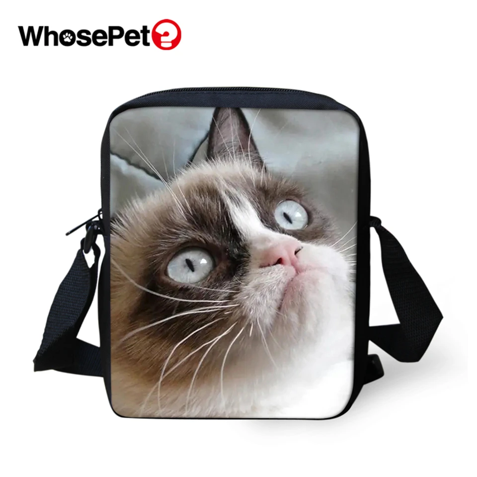 

WHOSEPET Women Messenger Bags Funny Baby Cats Cross Body Shoulder Bags Animal Cool Girls School Bags Lady Mini Flap Postbags