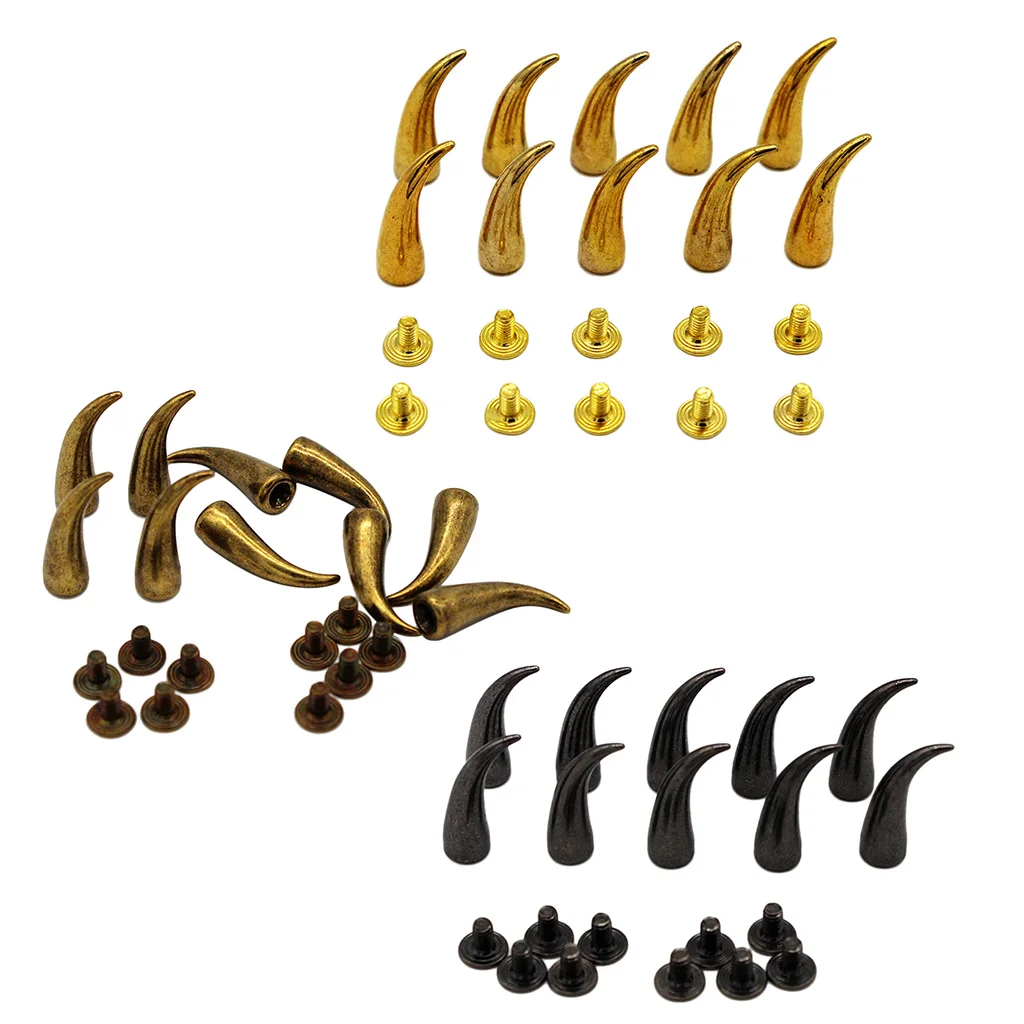 fityle 10 Sets 25mm Curved Cone Metal Studs Rivet for DIY Bag Clothes Shoes Leathercrafts Decoration