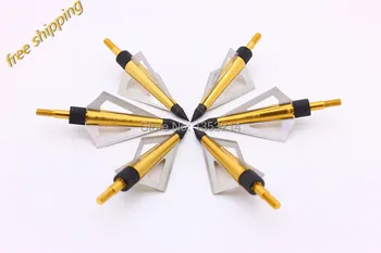 

6pcs/lot Archery Hunting Yellow color Arrow Head Broadhead 100Grain 3blade Alloy Arrowhead Fit Crossbow and Compound Bow hunting