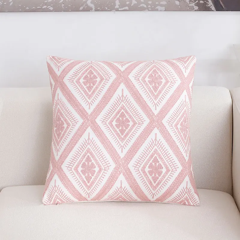 Наволочка для подушки с вышивкой, розовый геометрический декоративный чехол для подушек, наволочки для подушек, Скандинавское украшение, Подушка для домашнего дивана, 40557 - Цвет: 005
