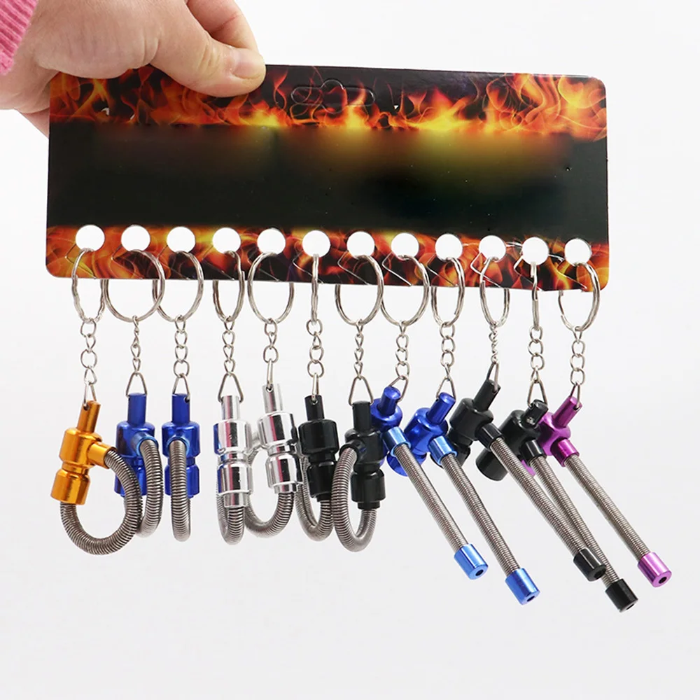 5pcs/set Mini Smoke Metal Pipes with Keychain Creative Smoking Pipe