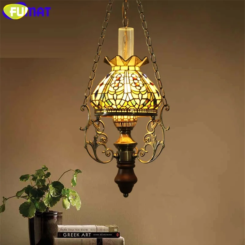 8006 FUMAT Stained Glass Tiffany Desk Lamp Dragofly Cat Kerosene Lamps Decorative European Style LED E27 Table Reading Luxury Light