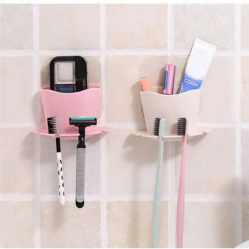 

High Quality toothbrush Storage Rack Wall Mounted Cup in Shower Room Hanger Cup Toothpaste Storage Rack Holder Wall Mount Cup