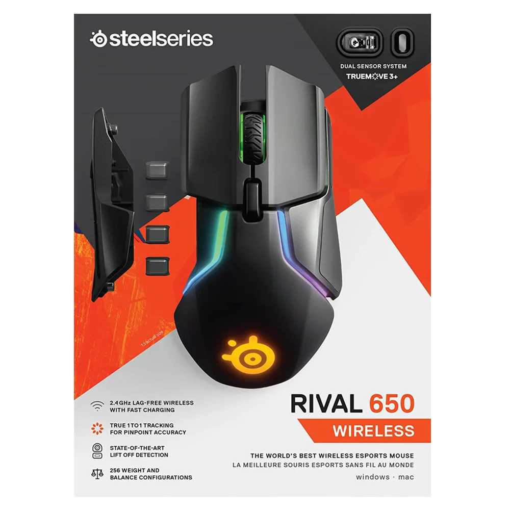 SteelSeries-Souris de jeu sans fil Rival 650, avec capteur optique