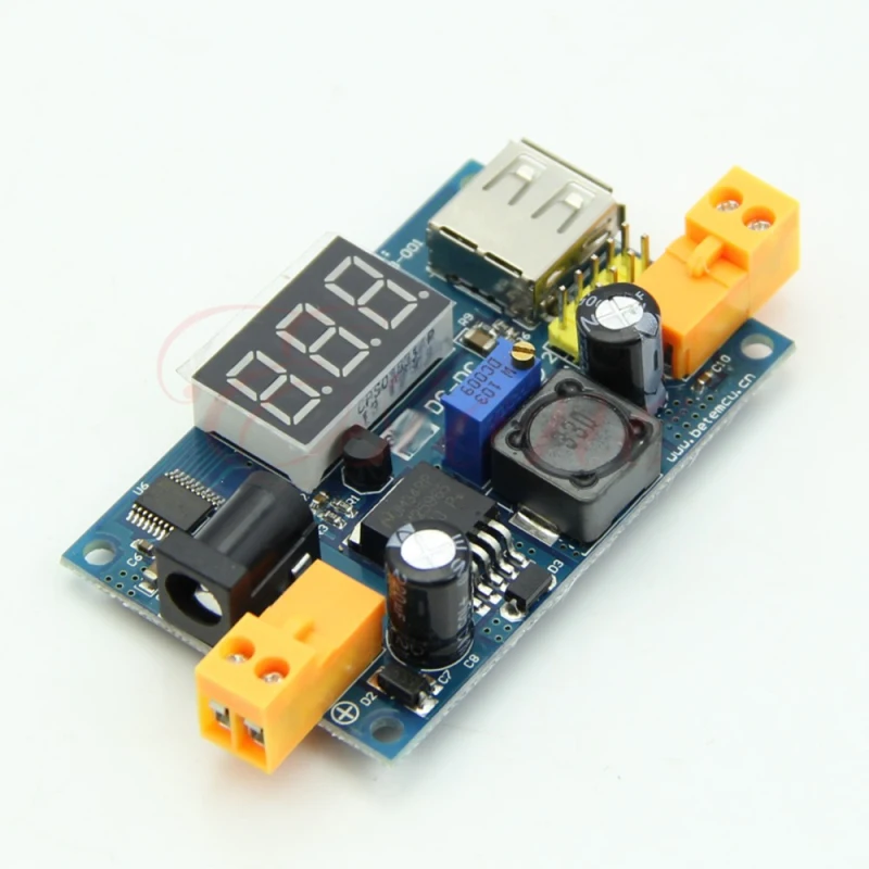 DC-DC Регулируемый LM2596 шаг-Подпушка Мощность конвертер + LED вольтметр + USB Порты и разъёмы