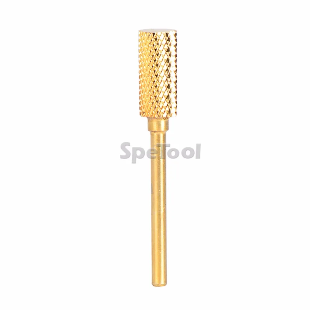SpeTool позолоченный карбид-вольфрамовый ногти сверло небольшое сверло в виде бочонка средней пилка для ногтей для электрической маникюрной машины(STG03