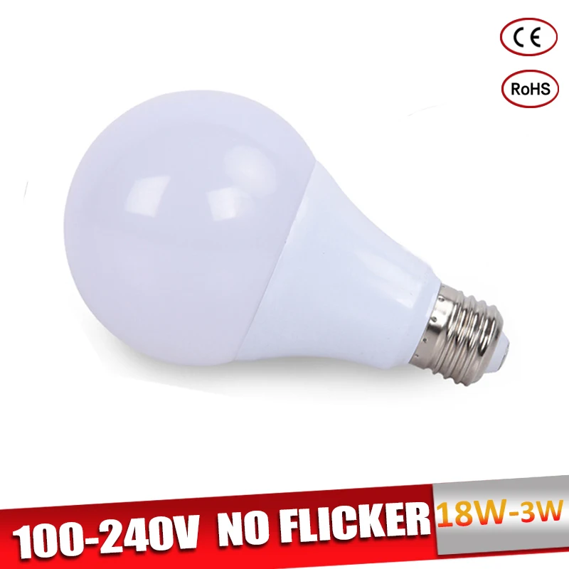 E27 LED Bulb 18W 15W 12W 9W LED Lampada Ampoule Bombilla 7W 5W 3W LED Lamp 220V 110V Cold/Warm White for Indoor Lighting