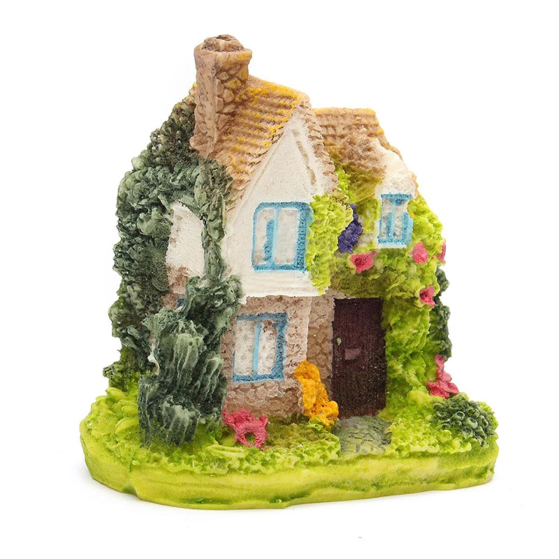JX-LCLYL Resin Fairy Garden Miniature Thatches House Landscape Ornament Figurine Decor