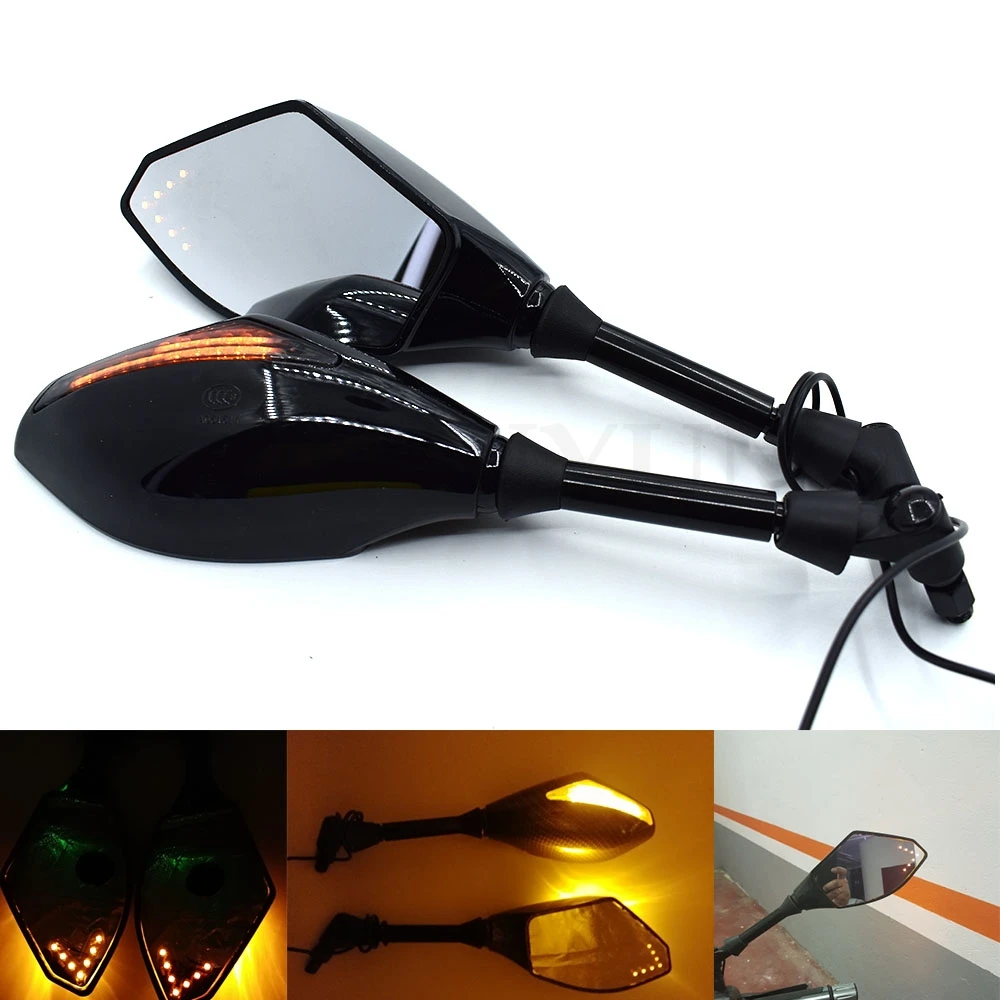 

Universal Motorcycle mirrors Carbon Fiber LED Turn Signals Rearview Mirrors for Aprilia CAPANORD 1200 TUONO/R RSV MILLE/R SL1000