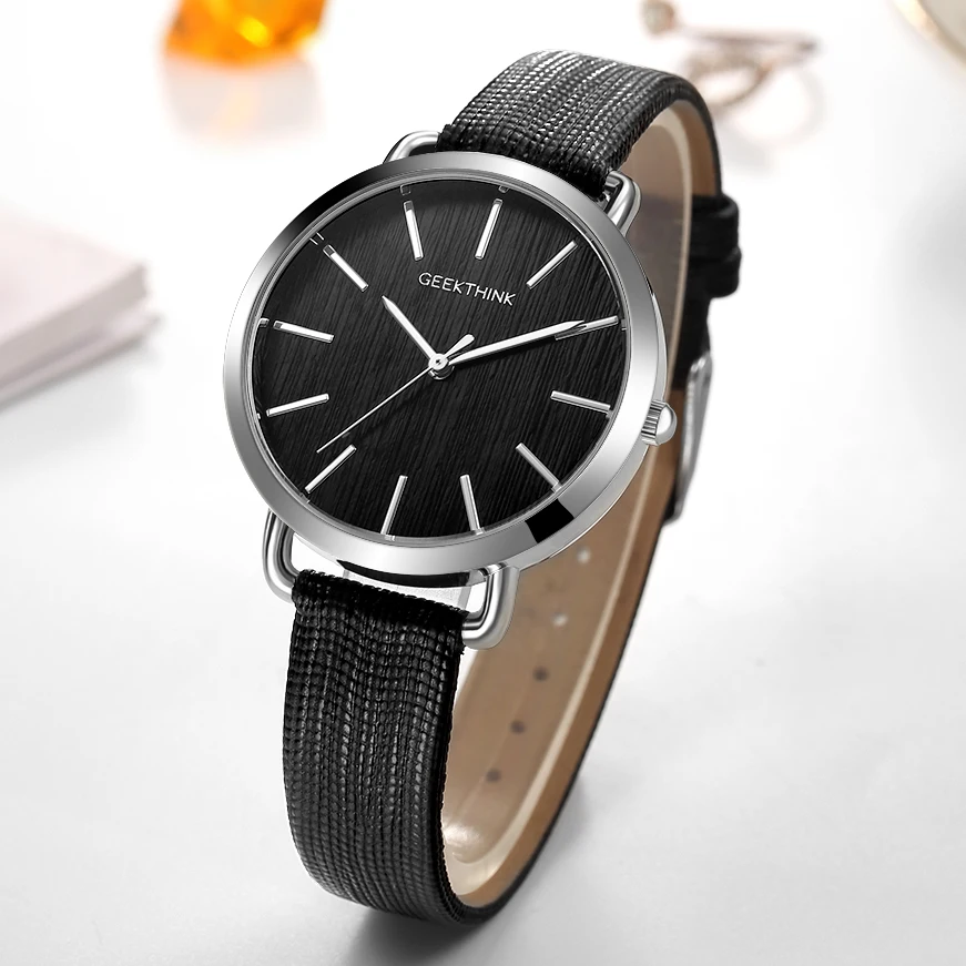 Geekthink Top Luxury brand Fashion Quartz Watches Women Diamonds Wristwatch Casual Leather Ladies Dress Clock Female New relogio