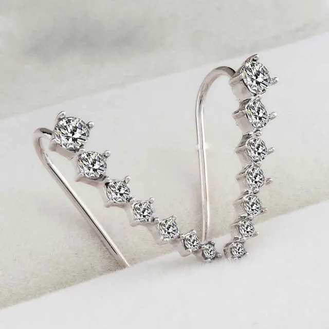 7 Crystals Cuffs Hoop Climber Earrings