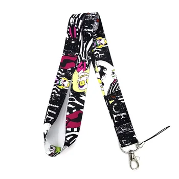 

10pcs/lot Tim Burton DIY women kids Neck Lanyard keychain Mobile Phone Strap ID Badge Holder Rope Key Chain Keyrings