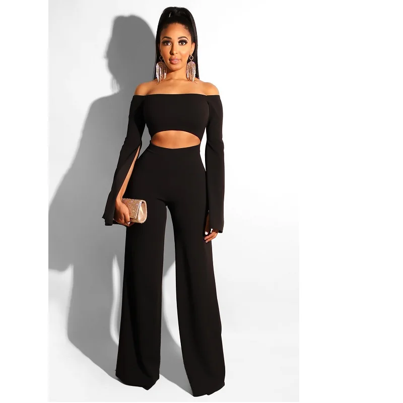 

Slim Sexy Word Shoulder Jumpsuit 2019 New Best Selling Solid Color Sexy Strapless Backless Zipper Back Tights Jumpsuit Trousers