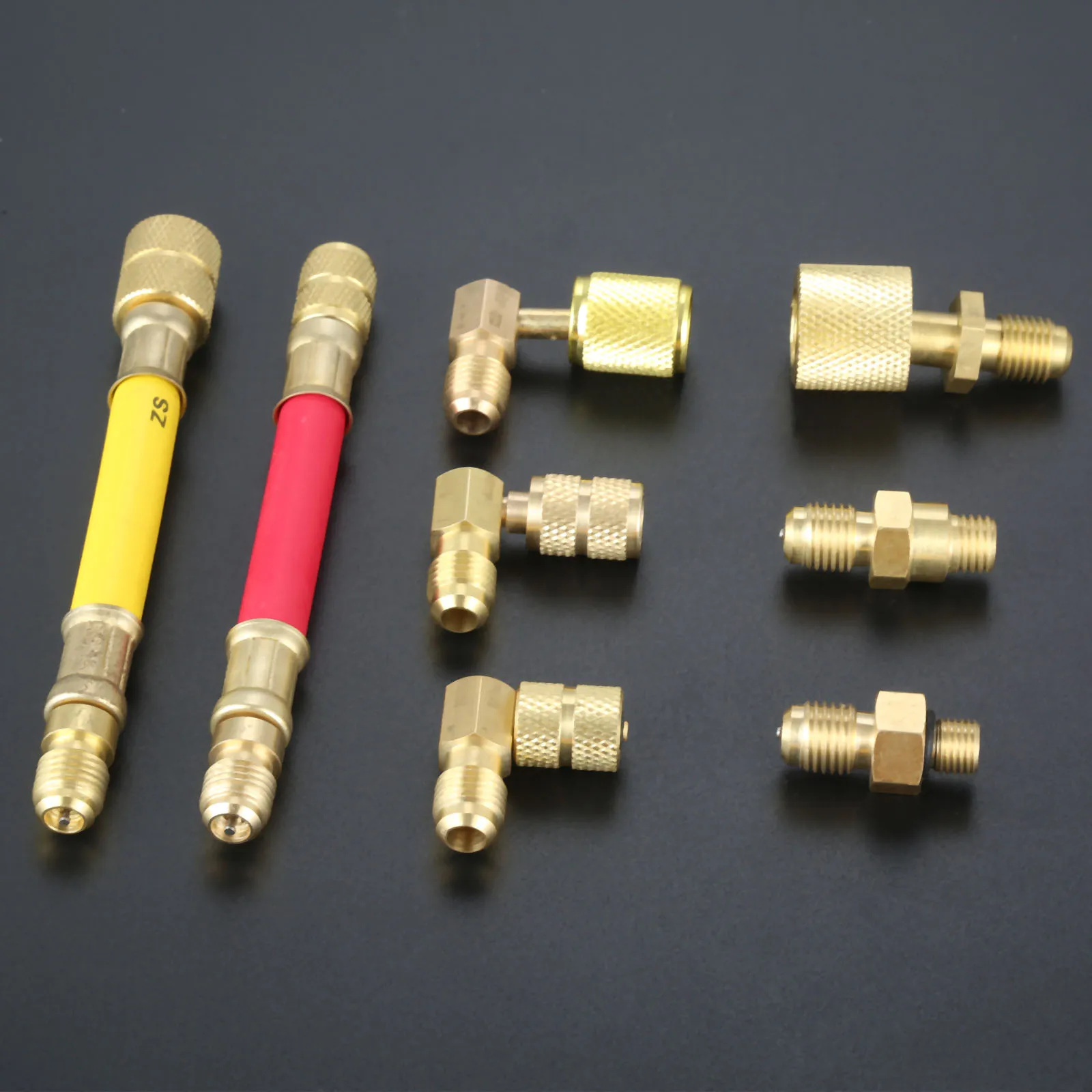 

8Pcs Auto R134A R12 A/C Air Conditioner Refrigeration Converting Adapter Connector Hose Set Kit Car Accessories