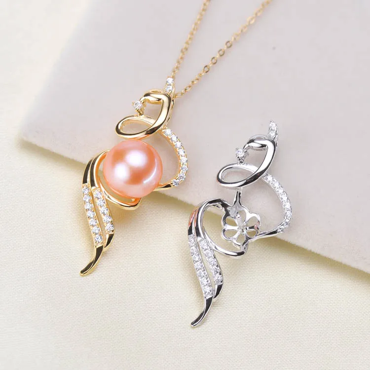 

3pcs/lot DIY Jewellery 925 Silver Pearl Pendant Beautiful Necklace Pendant Setting Findings Parts Fittings Women Accessories