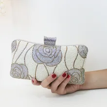 Luxus kristall kupplung abendtaschen Rose blume sparkly frauen diamante tasche bunte hochzeit bankett handtaschen prom tasche