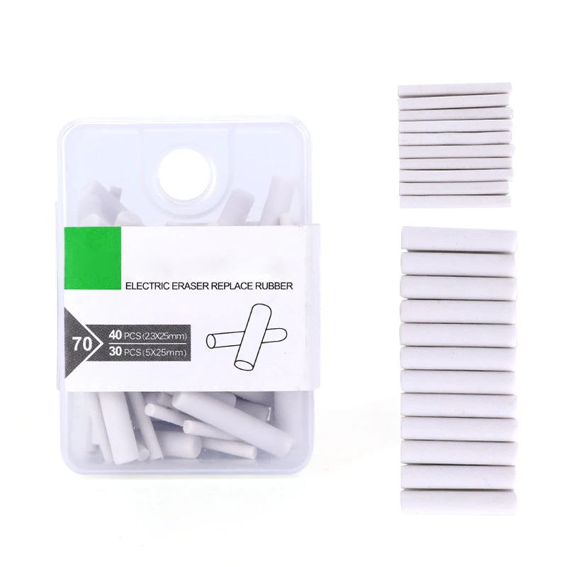 70PCS Mini Electric Eraser Electronic Rubber Kawaii Mechanical Pencil Erasers For School Kids Stationery Office Supplies