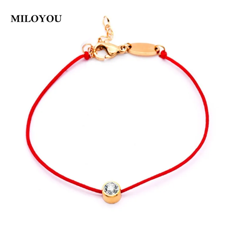 

MILOYOU Red Rope Charm Bracelets For Women Trendy Crystal Pendant Female Bracelets Fashion Jewelry Gifts ML214